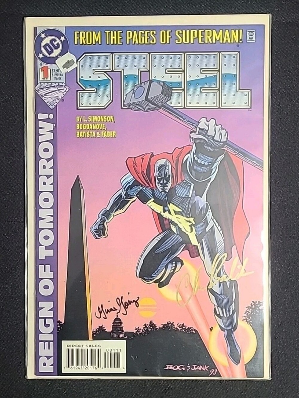 DC COMICS STEEL #1 SUPERMAN 1994 BATISTA AUTOGRAPHED GOING AUTO COMIC 94, UNREAD